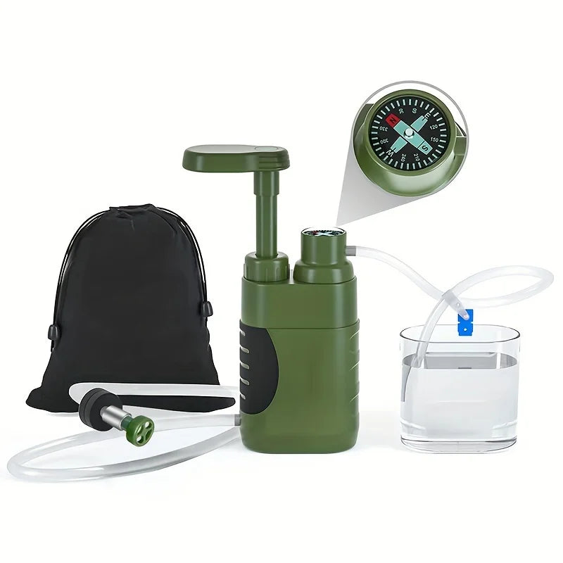 Water Purifier Pump With Replaceable Carbon 0.01 Micron Water Filter Portable Outdoor Emergency And Survival Gear Camping Hiking