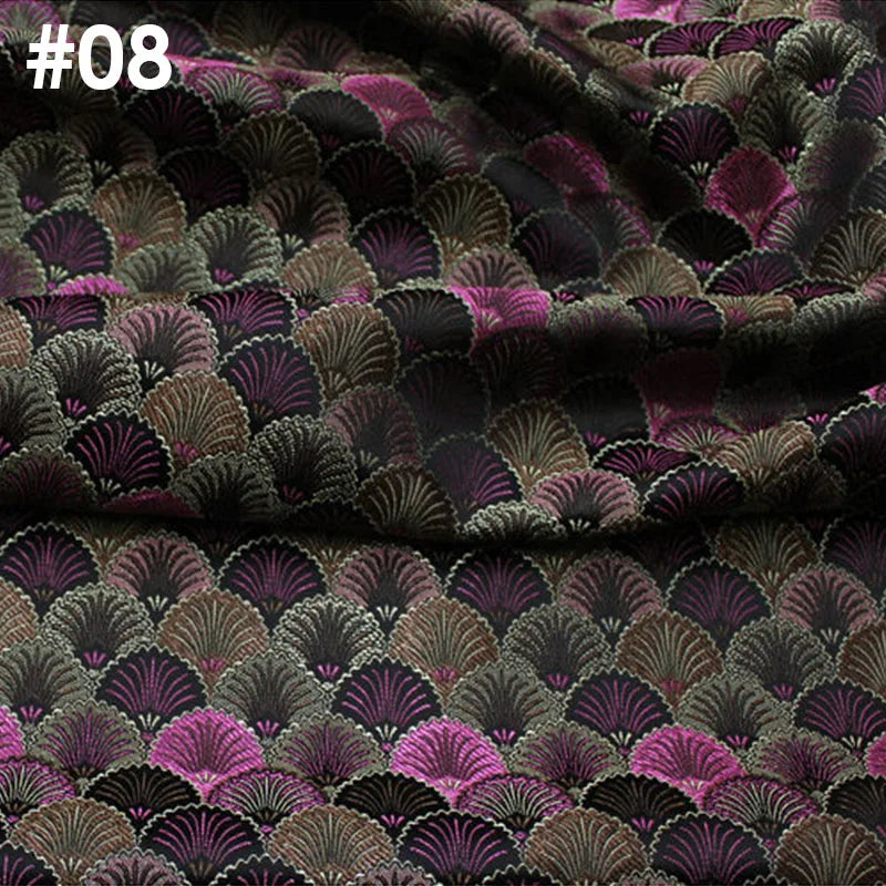 50x75cm Brocade Jacquard Fabric Ginkgo Leaf Design Faux Silk Material For Hanfu Mongolian Robe Cheongsam Costume DIY