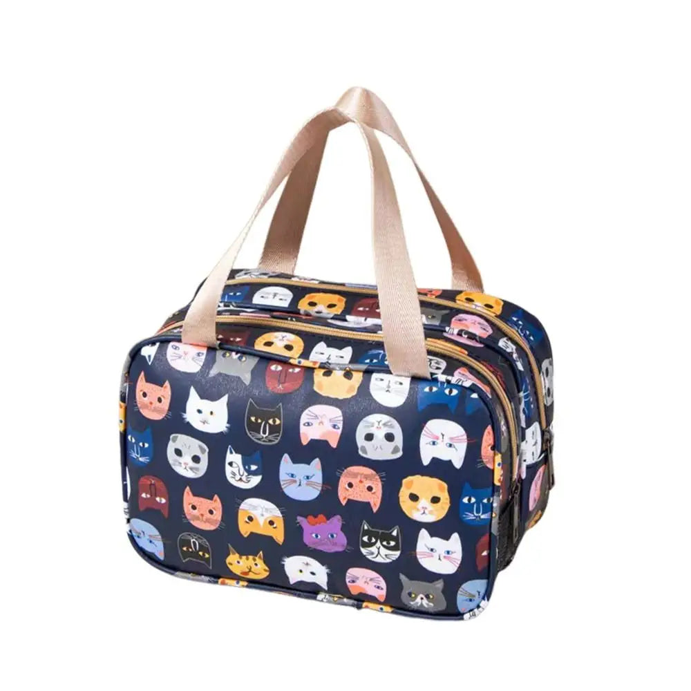 Mutlicolor Cosmetic Bag Multi-purpose PU+Mesh Cloth Storage Bag Dry Wet Separation Waterproof Toiletries Bag Travel Supplies