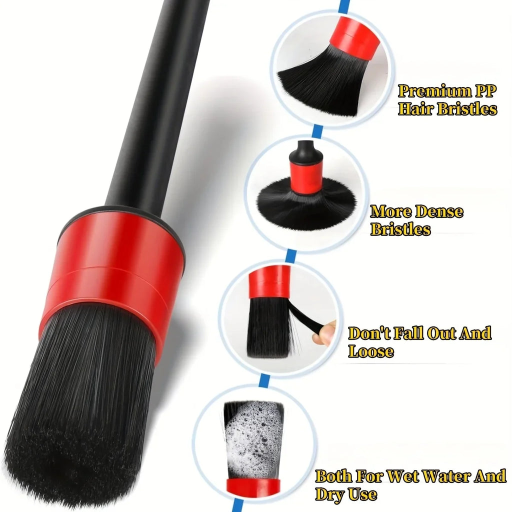 Car Wheel Detail Brush Set: Versatile Car Cleaning Tool for Tight Spaces - Suitable for Tires, Rims, Engine Bays, Exhaust Tips,