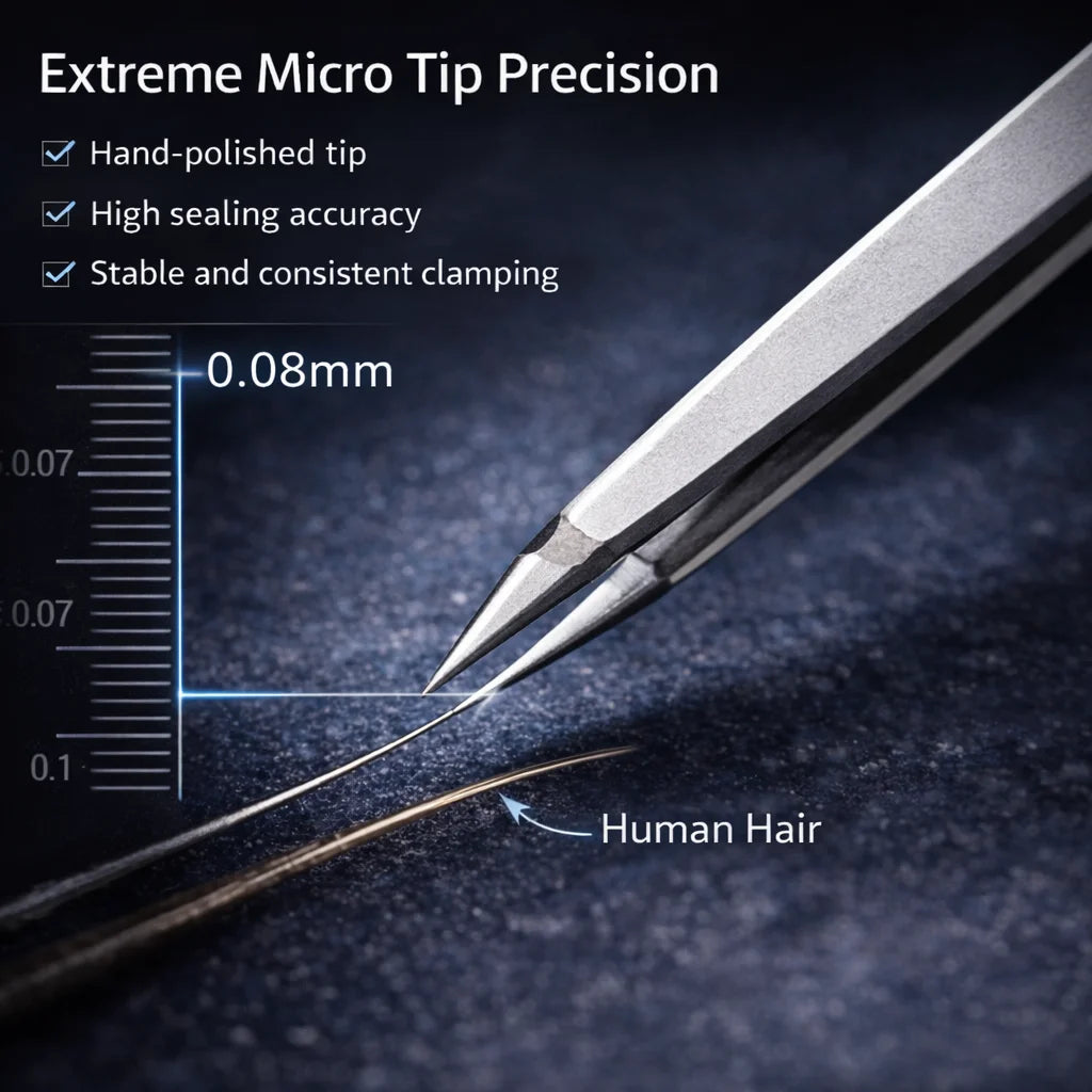 SATZOZZ S-05U Ultra Fine Precision Tweezers for Phone PCB Repair 304 Stainless Steel Non-Magnetic Anti-Static