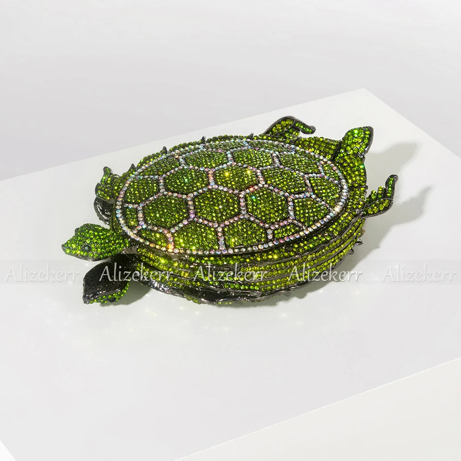 Turtle Shaped Diamond Evening Bags Unique Gorgeous Boutique Handmade Metallic Crystal Clutch Purses And Handbags Wedding Party