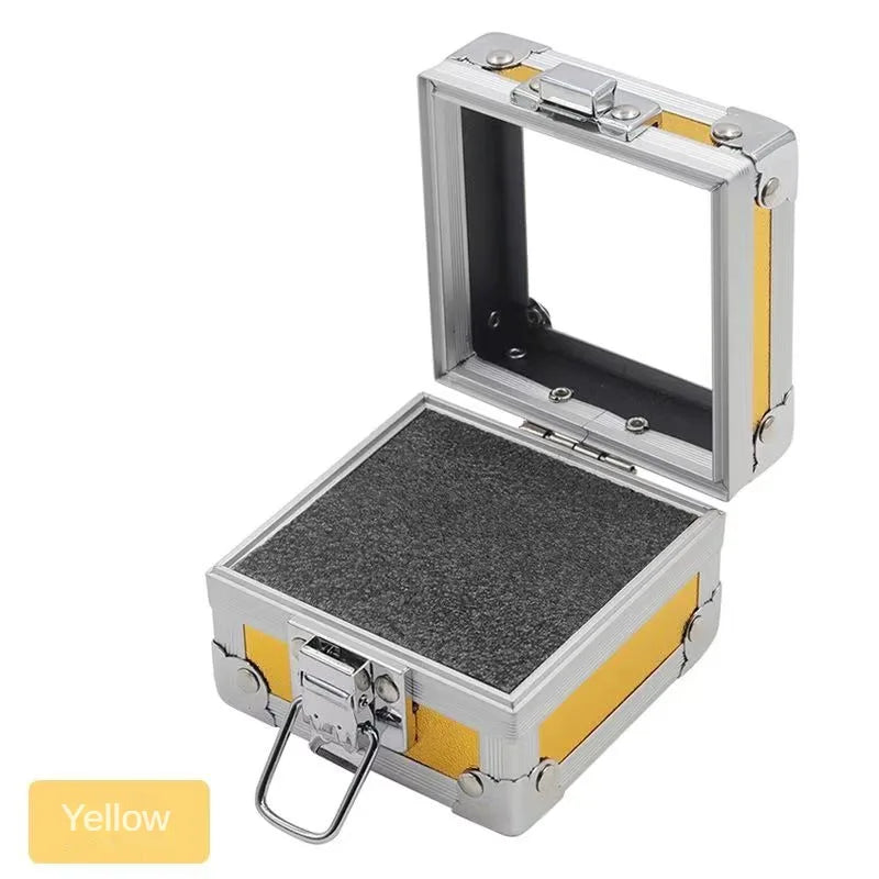 Portable Aluminum Alloy Mini Storage Box Multi Purpose Transparent Display Jewelry Box 25 Slots Grinding Head Storage Empty Case