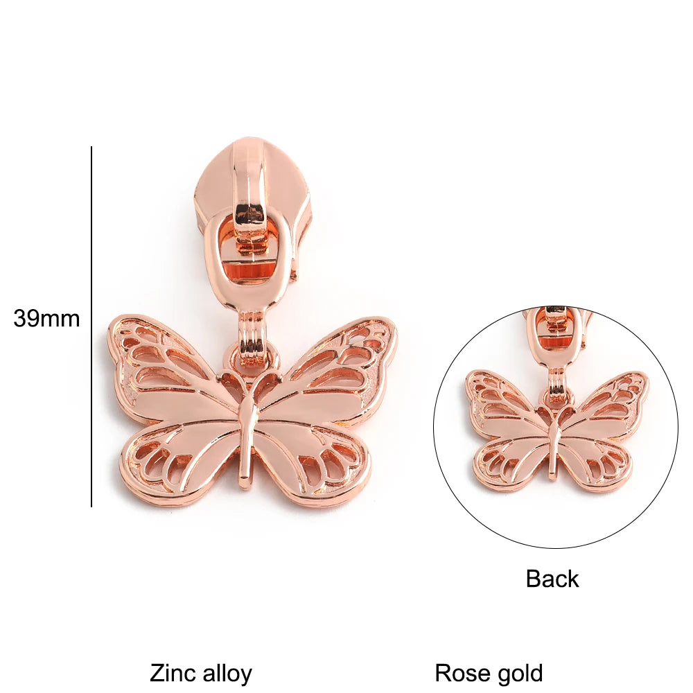 10/40/100PCS Owl/Dragonfly/Bee/Butterfly Shape 5# Nylon Zipper Sliders For Decorative Zipper Tab Bags Pocket Sewing Accessories