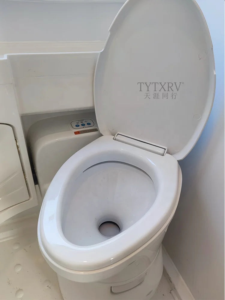 TYTXRV 12V 22L RV Swivel Toilet with Hatch & Retractable Water Tank Portable Electric Cassette Toilet for Camping Boating Marine