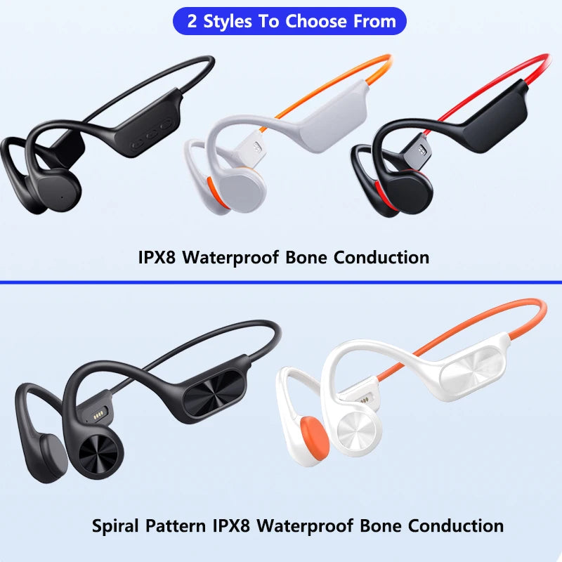 New True Bone Conduction IPX8  Waterproof  Swimming Headphones Wireless Earphone Bluetooth Sport Headset MP3 With Mic For Runnin