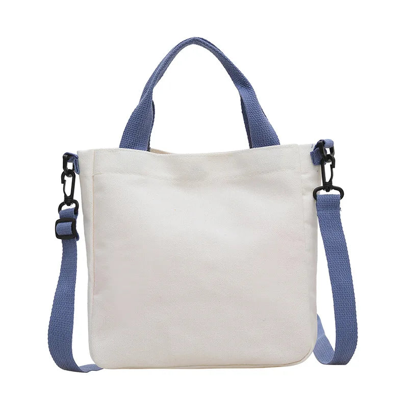 Custom Printed Solid Color Canvas Crossbody Shoulder Bag for Women Foldable and Reusable Multifunctional Shopping Handbag Purses