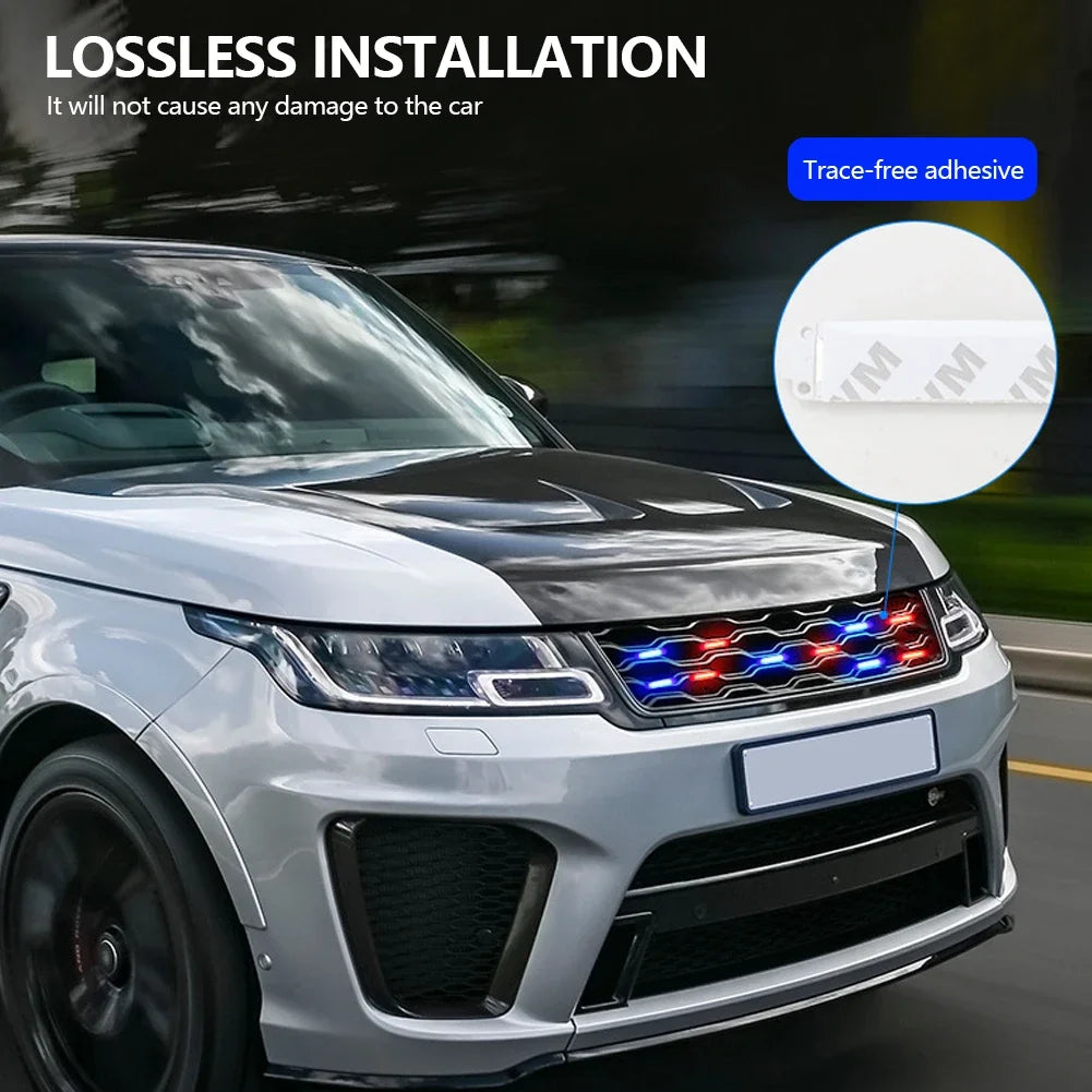 2pcs 12V LED Red Blue Strobe Lights Vehicle Warning Flash Lamp For Car Moto Bike Grille Decor Atmosphere Lighting