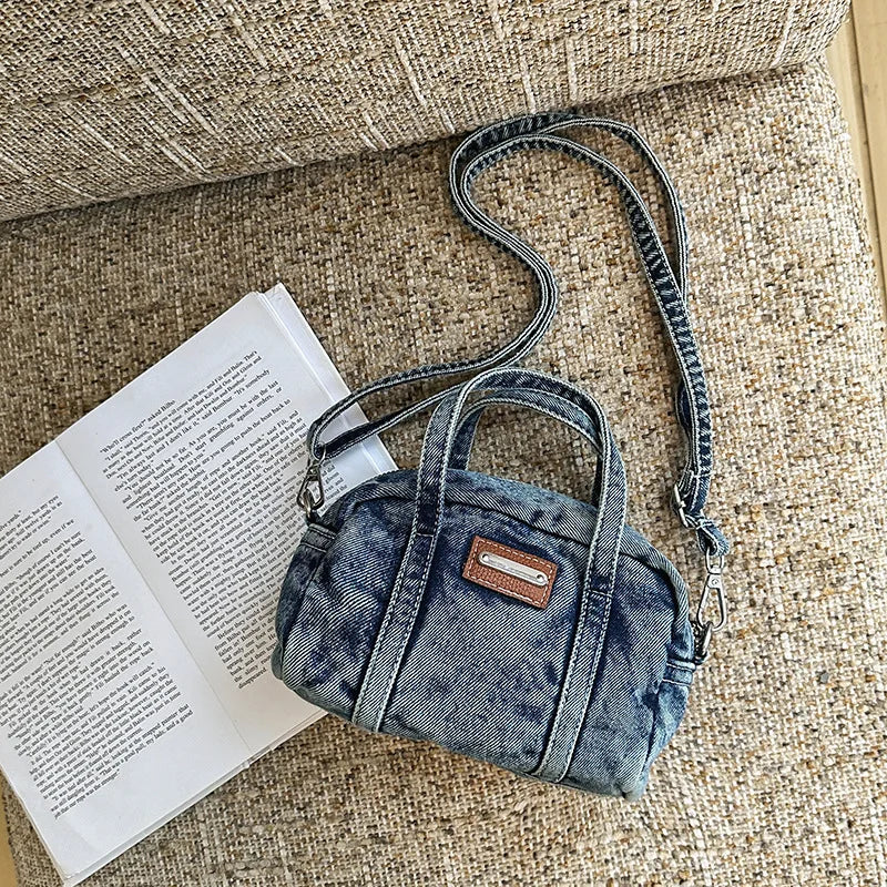 New Korean Style Mini Crossbody Bag Fashion Denim Shoulder Bag for Teenage Girl Relaxing and Versatile Travel Bag