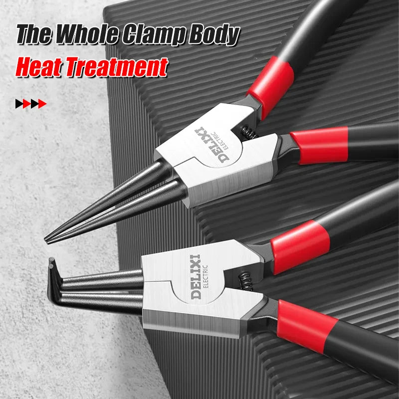 9 inch Snap Ring Pliers Set Heavy Duty Internal/External Circlip Pliers Kit Straight Bent Jaw for Ring Remover Retaining