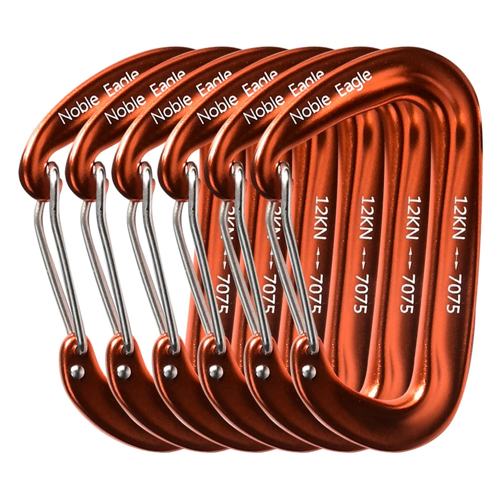6PCS 12kN Tactical Carabiners Clips Set Heavy Duty Non-Locking Belt Hook For Bags Outdoor Hammock Climbing Accessories