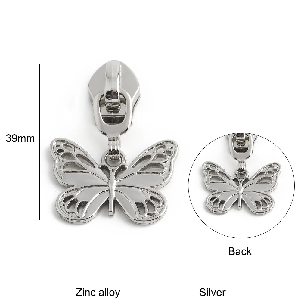 10/40/100PCS Owl/Dragonfly/Bee/Butterfly Shape 5# Nylon Zipper Sliders For Decorative Zipper Tab Bags Pocket Sewing Accessories