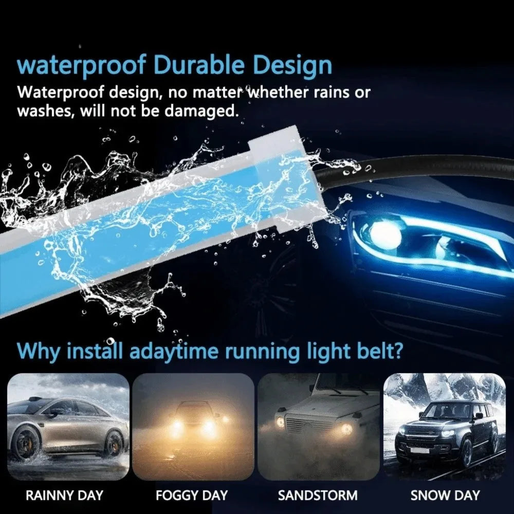 Daytime Running Lights Car LED DRL Lamp Strip DRL Decorative  Light Auto Headlight Turn Signal Light RGB With Remote App Control
