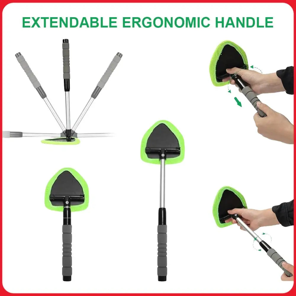 Windshield Cleaner with 2 Microfiber Pads Car Window Cleaning Wash Kit Extendable Handle Car Glass Cleaner for Car & Home Use