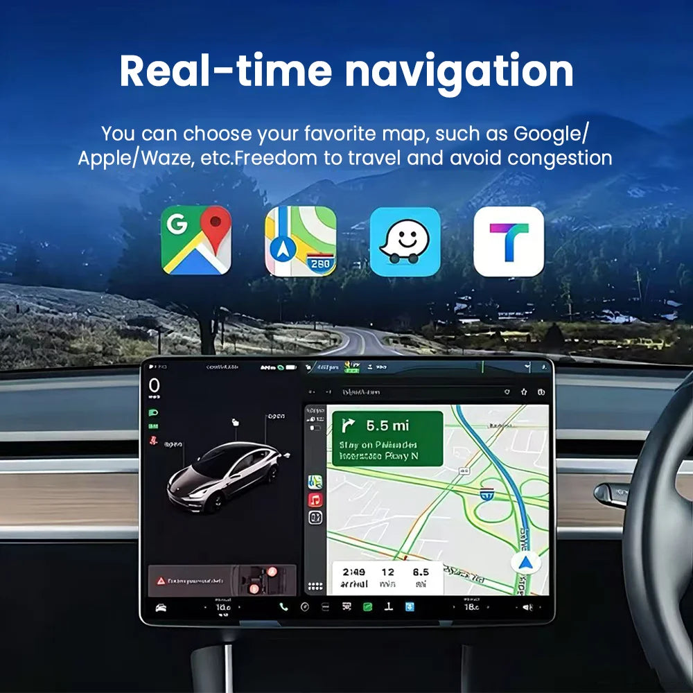 PLAYAIBOX CarPlay Ai Box Wireless CarPlay Android TV Box Android 10 System Built in Youtube Netflix For Tesla Model 3 Model Y X