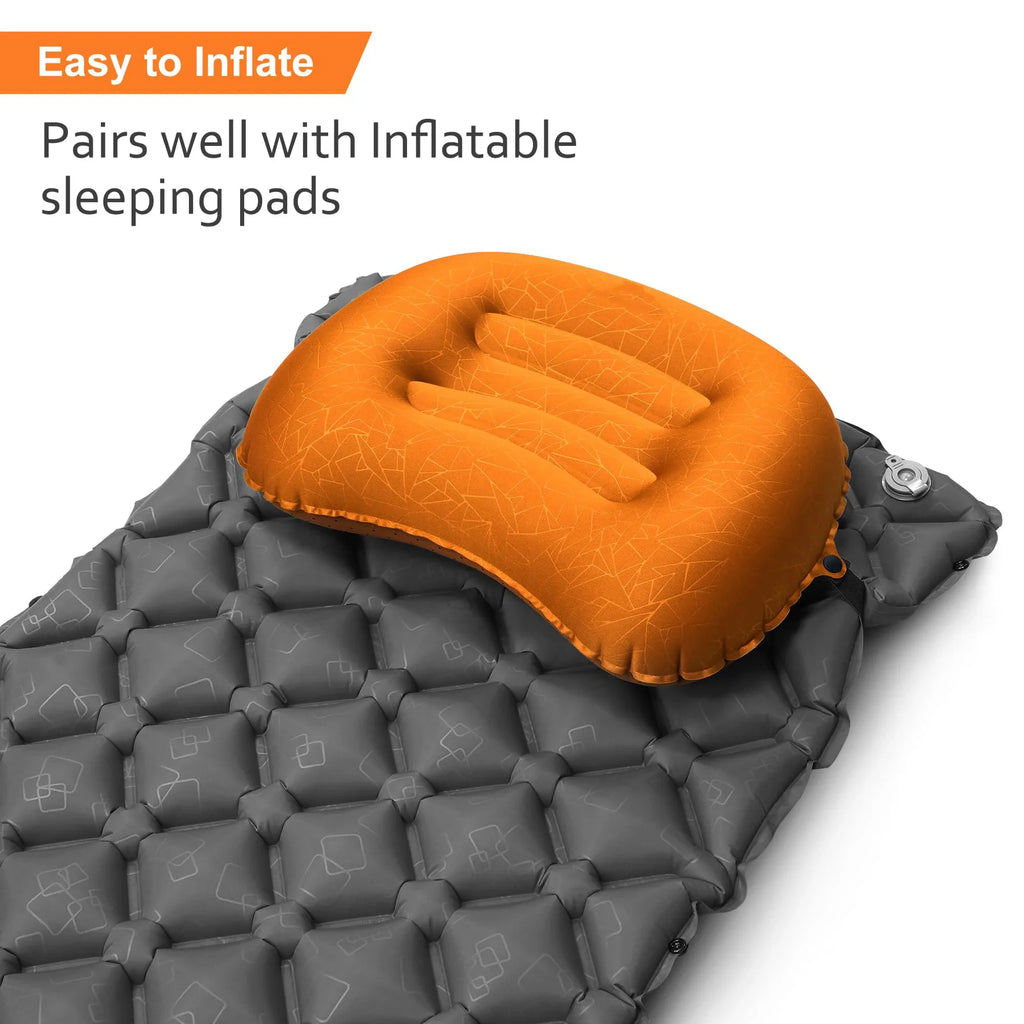 Ultralight Inflatable Camping Travel Pillow - Compressible Comfortable for Neck & Lumbar Support While Camp, Hiking, Backpacking
