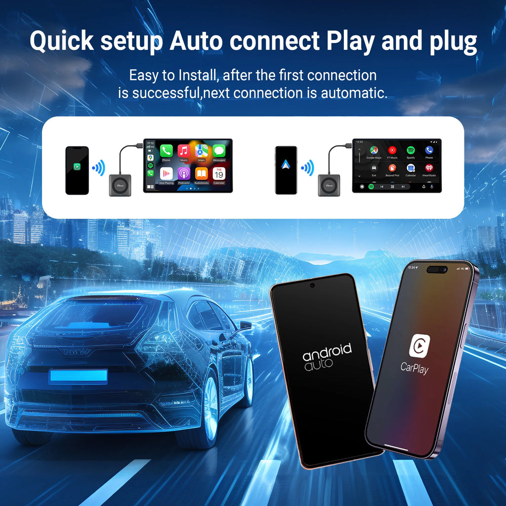 OTTOCAST Express Wireless CarPlay Android Auto Adapter for HDMI Multimedia Video Converter for TV Sticks TV Box Car TV Mate
