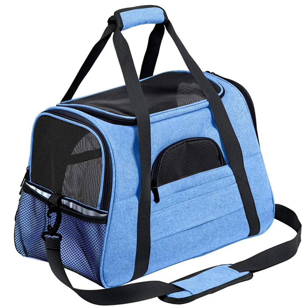 Portable Pet Travel Bag Dog Bag Mesh Dog Carrier Bag with Thick Cotton Cushion Pet Aviation Backpack Anti-suffocation Outdoor