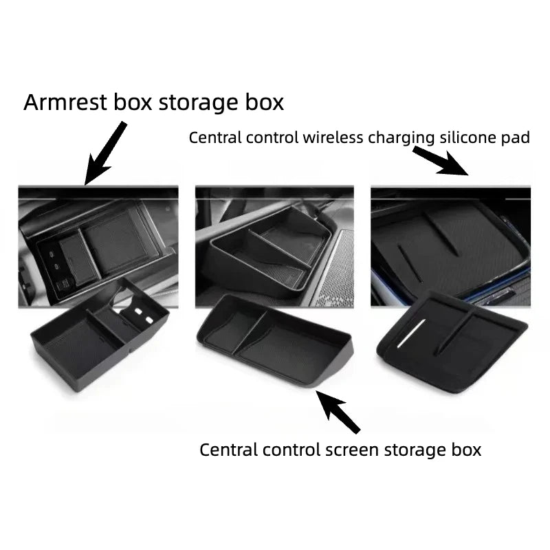 For LYNK&CO 08 2023-2025 Car Wireless Charging Silicone Pad Armrest Box Compartment Storage Box Interior Accessories