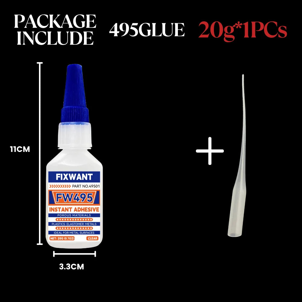 20g FW401/406/495/480 Super Glue Instant Quick-Drying Cyanoacrylate Adhesive Leather Rubber Wood Metal Strong Bond Liquid Glue