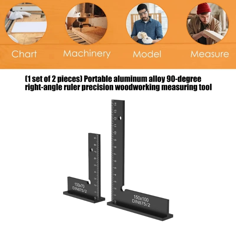 Right Angles Ruler Set for Engineers and Construction Work Portable