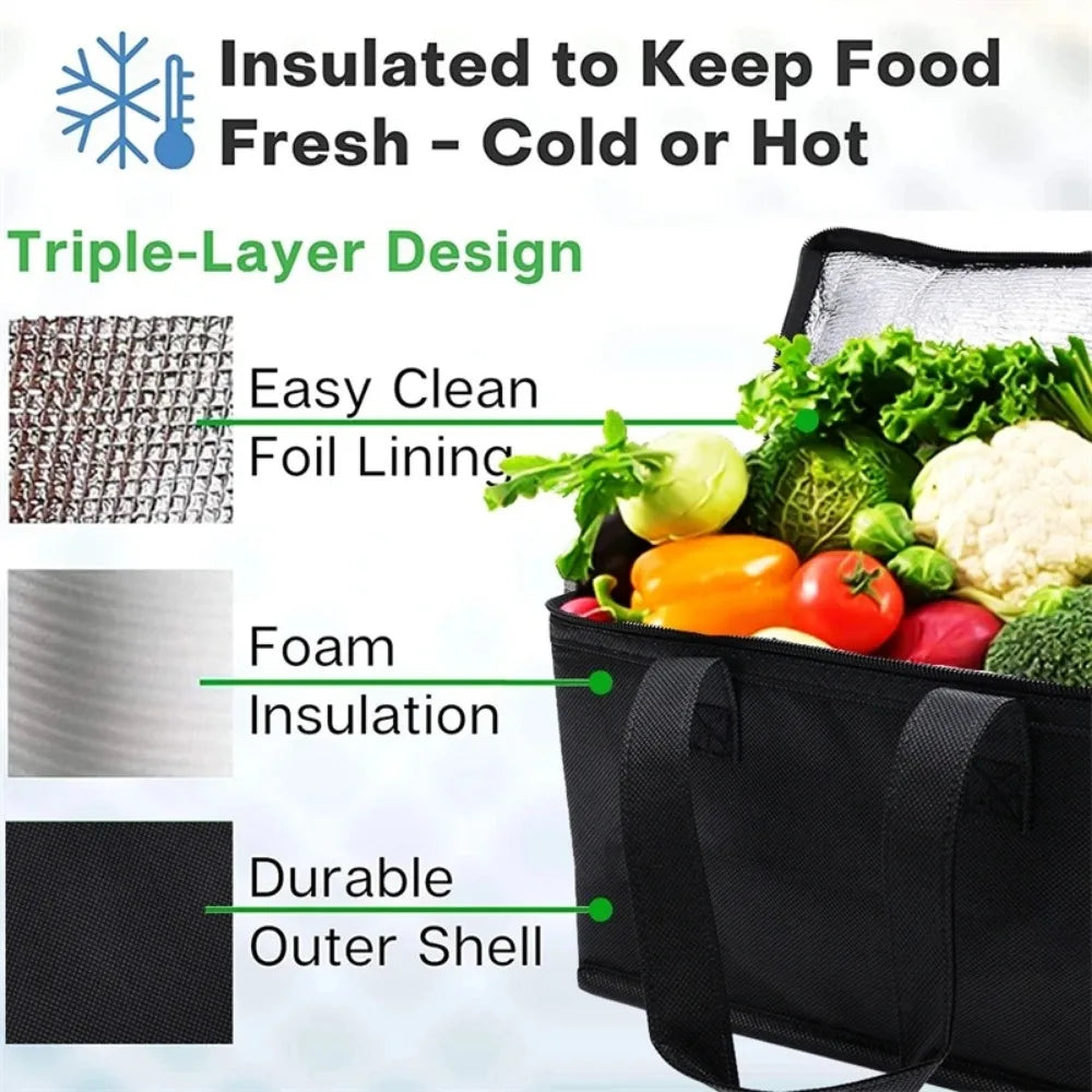 Large Insulated Bag,Insulation Food Delivery Bag,Insulated Reusable Grocery Bags,Reusable Grocery Tote,Soft Cooler Bag