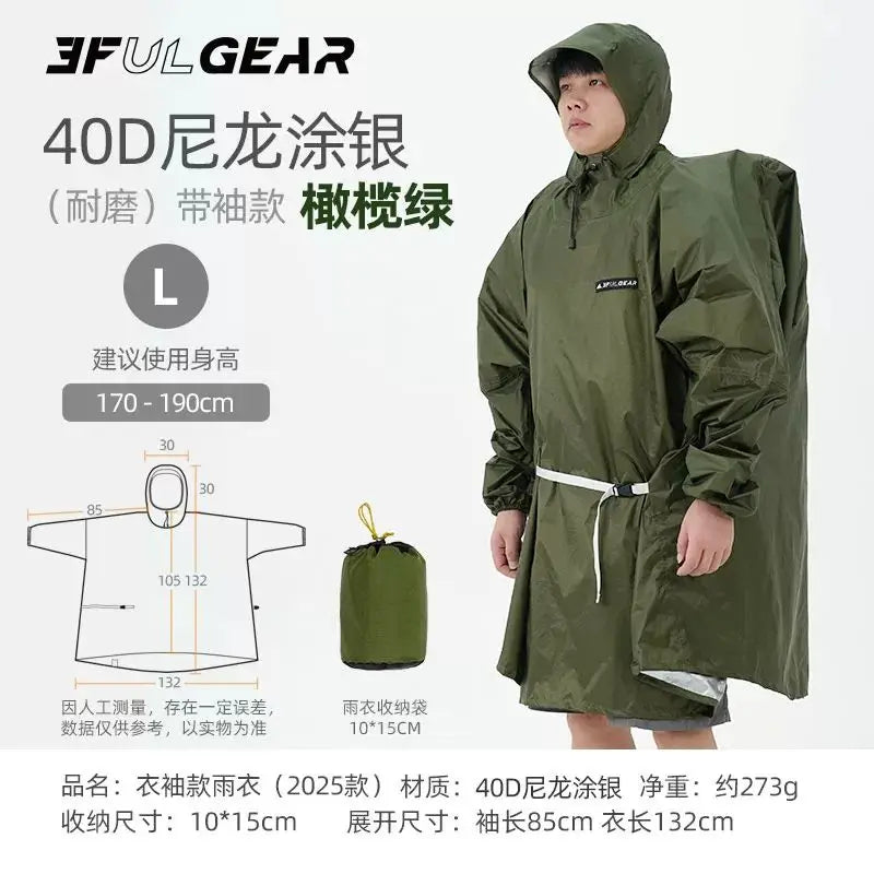 3F UL GEAR Ultralight Women's Men's Rain Coat Jacket Outdoor Camping Hiking Trekking 15D Nylon Waterproof Raincoat Lightweight