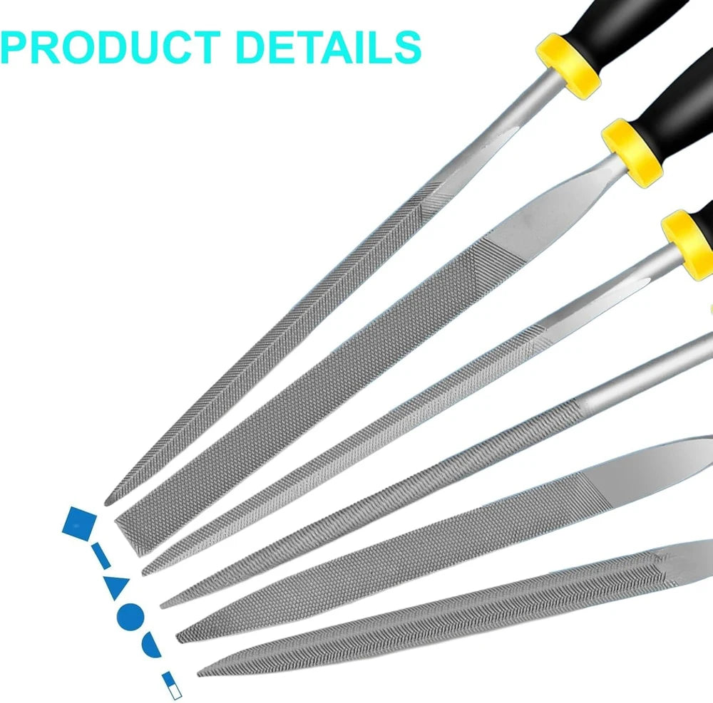 5/10PCS Needle File Set High Carbon Steel File Set Non-Slip Handle Hand Metal Tools for Wood Plastic Model Jewelry and DIY