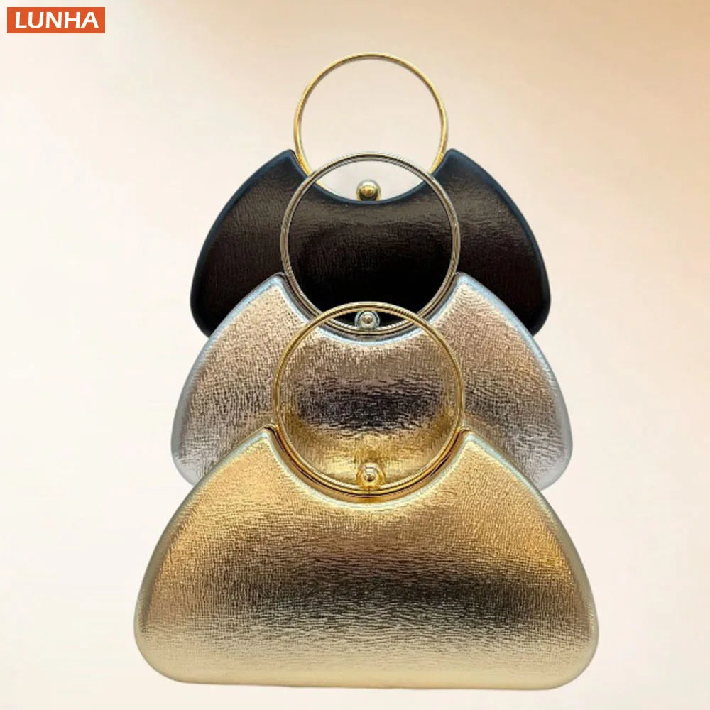 Women's Luxury Evening Clutch Bag Box Purse Metal Handle Chain Strap Party Wedding Handbag for Formal Occasions