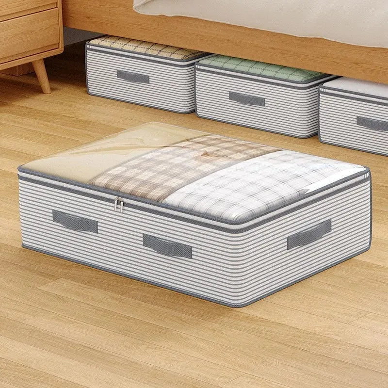 Non-Woven Large Storage Organizer Bag -Heavy-Duty Fabric with Clear Window Multi-Layer Clothing Organizer for Closet Under-Bed