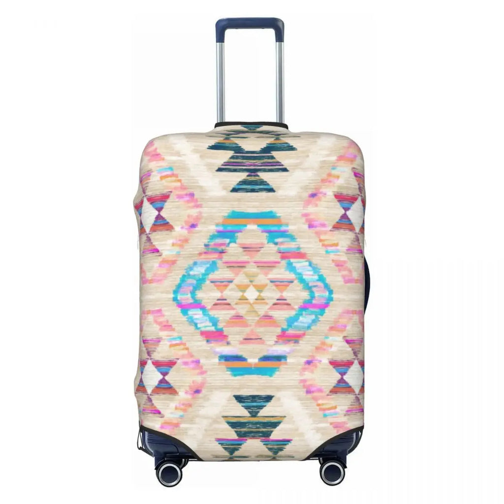 Vintage Turkish Kilim Suitcase Cover Washable Bohemian Geometric Diamond Tribal Ethnic Art Luggage Covers Protector