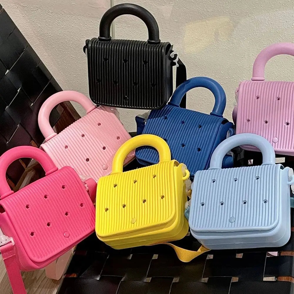 Anti-slip Waterproof Beach Bag Top Handle Sandproof Cartoon Crossbody Tote Adjustable straps DIY EVA Handbags With Hole Summer