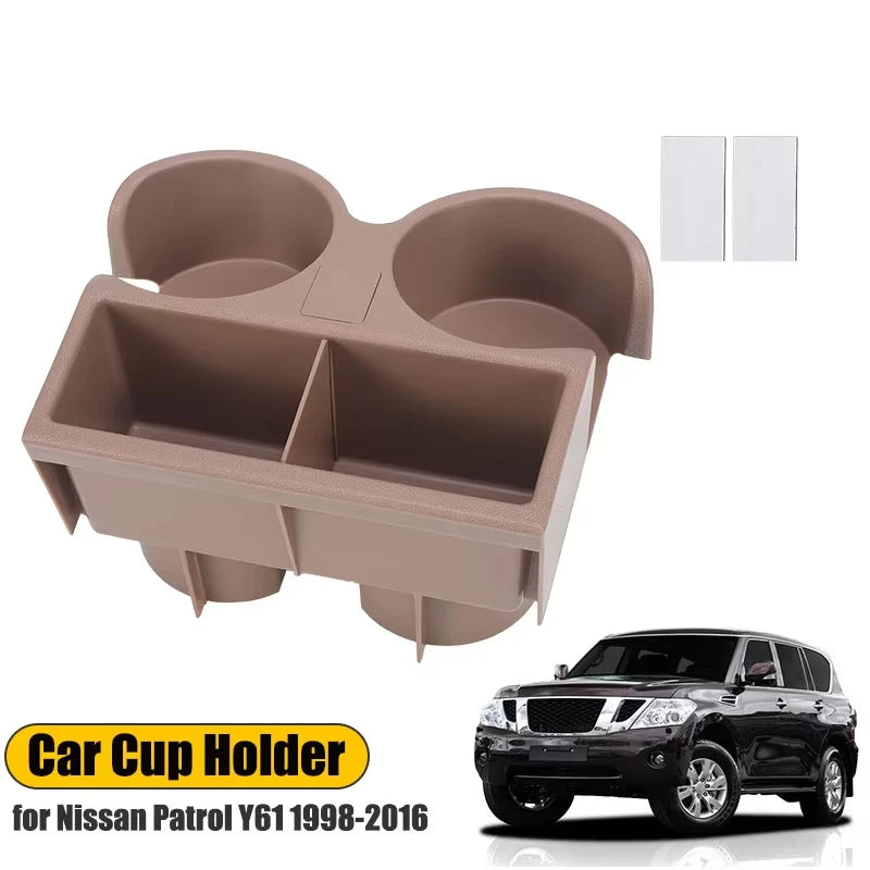 for Nissan Patrol Y61 1997-2016 FYE727068 Car Armrest Water Cup Holder Heatproof Drink Holder FYE727069 Black/Beige/Brown