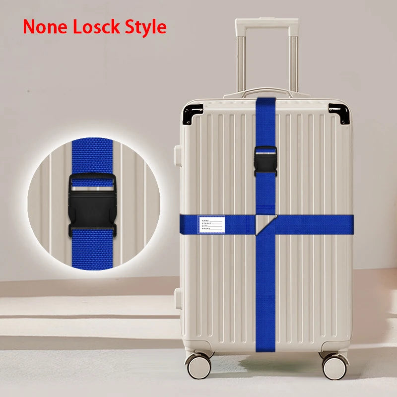 Nylon Cross Luggage Straps with Name ID Card Adjustable Bundling Packing Baggage Belt Password Lock Anti-lost Travel Accessories
