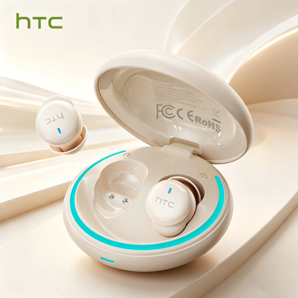 HTC NE92 Sleeping Mini Bluetooth Earphones TWS Wireless Headphones With Mic Noise Reduction Soft In-Ear Earbuds