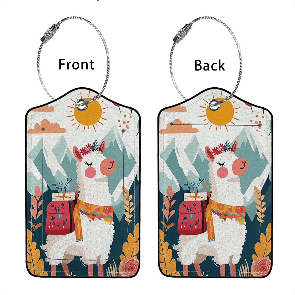 HOT SALE Cute animals Leather Business Luggage Tag Suitcase Address Label Luggage Boarding Case Label Name ID Address Clip