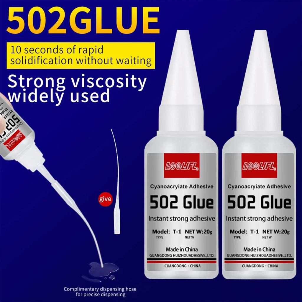 LOOLIFL-1-5pcs 502 Super Glue Instant Quick-drying Cyanoacrylate Adhesive Leather Rubber Wood Metal Strong Bond Liquid Glue Tool