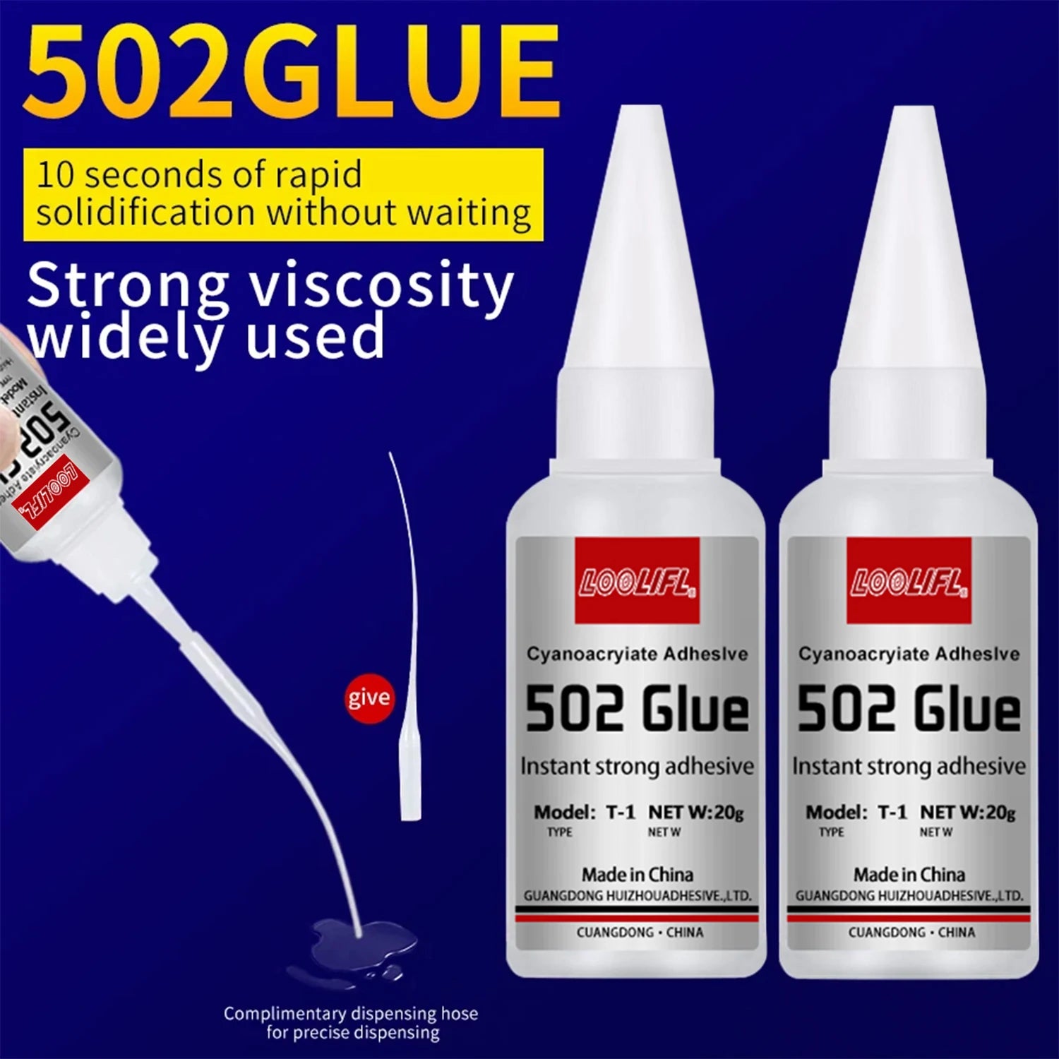 LOOLIFL-1-5pcs 502 Super Glue Instant Quick-drying Cyanoacrylate Adhesive Leather Rubber Wood Metal Strong Bond Liquid Glue Tool