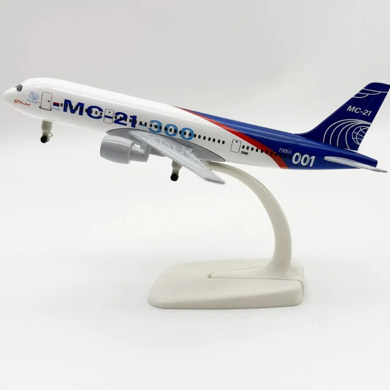 Airplane Toy Russian MC-21 Airlines Die-Cast 20CM Metal Model Plane Toys Souvenir with Plastic Parts for Kids By Aviation Gift