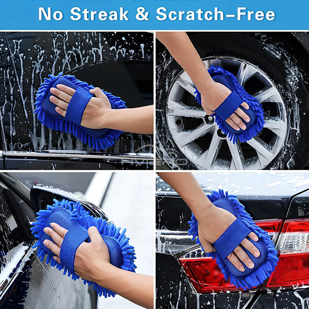 Blue Gloves Paint Cleaner Rust Tar Spot Remover Microfiber Car Moto Washer Cleaning Care Detailing Brushes Washing Towel Tools