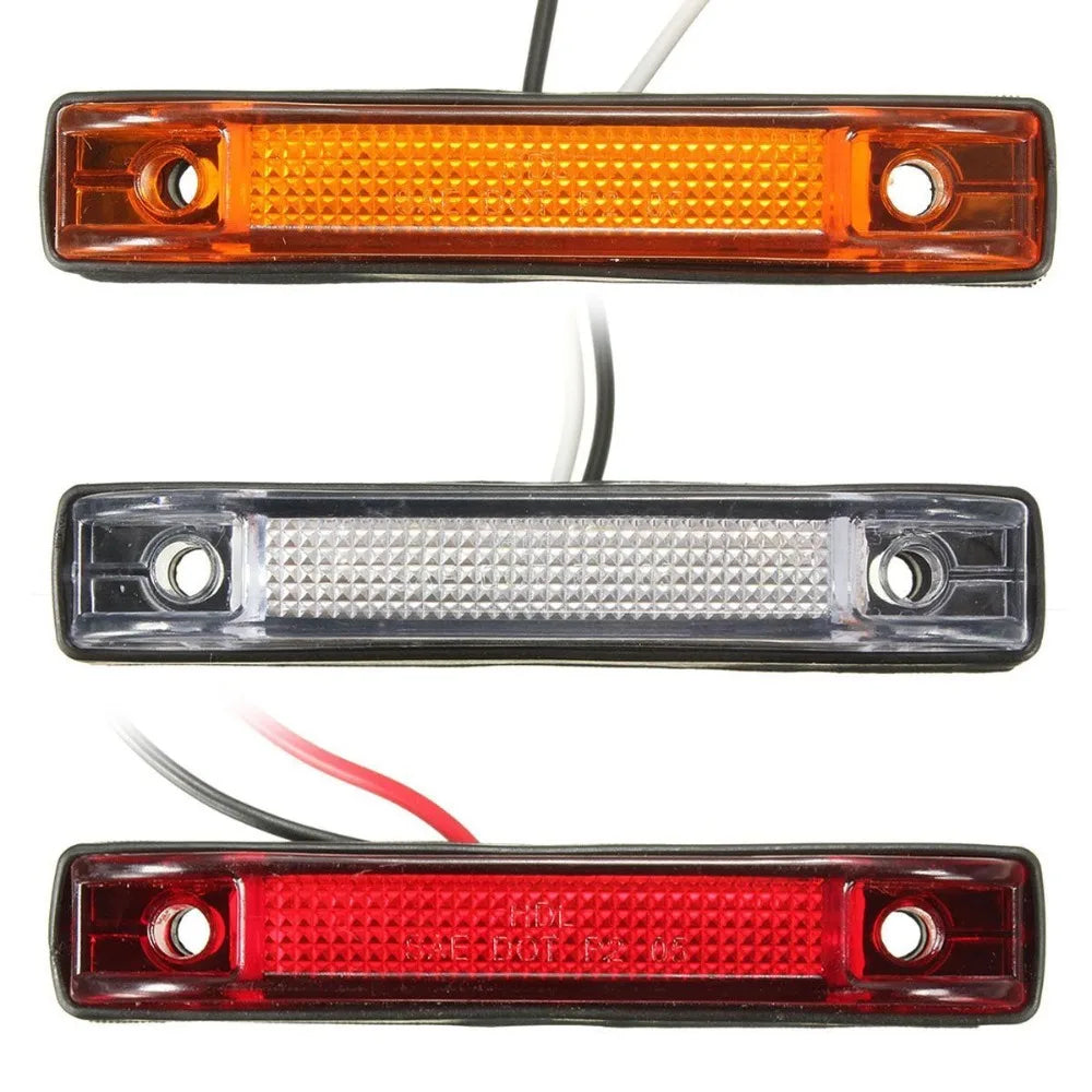 Amber White 6 LED Strip Truck Trailer Clearance Side Marker Light Indicator Lamp 12V 24V