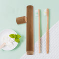 2Pcs Bamboo Toothbrush Case Portable Durable Travel Holder Lightweight for Hiking Camping Storage Tube