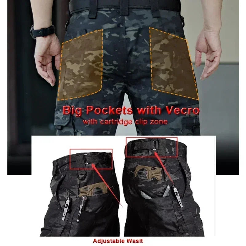 Tactical Pants Big Multi-pocket Men New Work Cargo Pants Spring Autumn Waterproof  Ripstop Hiking Trousers Loose Brand Joggers