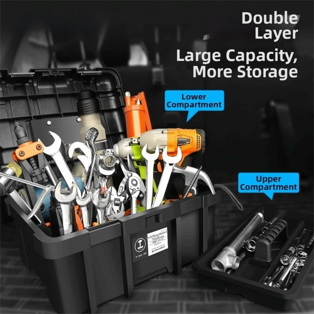 Portable Toolbox Storage Box 22 Inch Large Capacity Suitcases Hardware Parts Box Multi-function Tool Organizer Garage Workshop