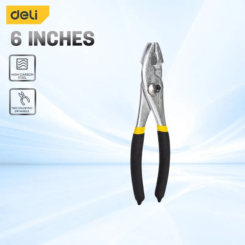 Deli 6"/8"/10" Slip Joint Pliers Carp Pliers 2nd Gear Adjustable Automobile Repair Tool Big Mouth Fish Tail Pliers Slipper Plier