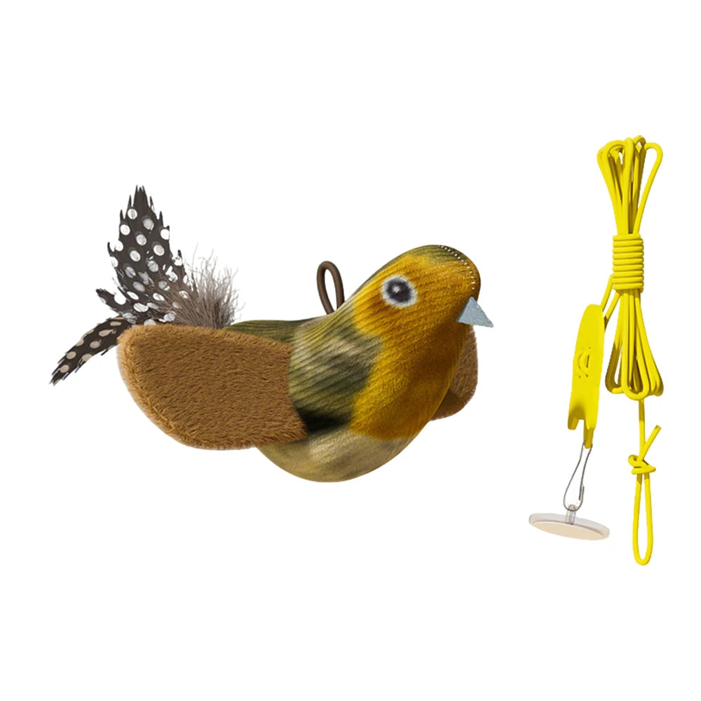 iLMH Indoor Interactive Birds Toy for Cat Chasing Teasing Toy Sounding Catnip Cat Teaser Toy Self-hilarity Wall Hanging Cat Toy