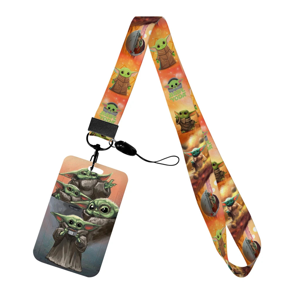Cartoon Yoda Disney Card Holder Lanyards Minnie Card Holders Neck Strap for Keychain Kids Door Badge Holder Boy Girl Card Case