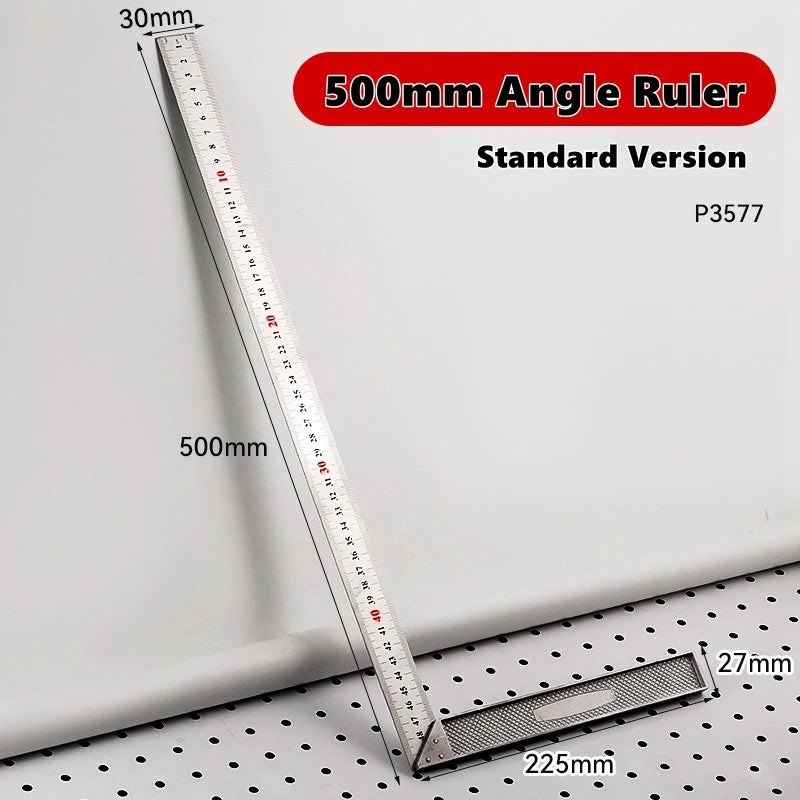 300/500mm Aluminum Alloy Square Ruler Right Angle 90° Turning Ruler Woodworking Ruler Steel Turning Ruler Measuring Tools Gauge