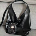 Soft PU Triangle Itabag with Clear Front Pocket -Women Large Capacity Shoulder Crossbody Bag for Anime Dolls & Daily Commute