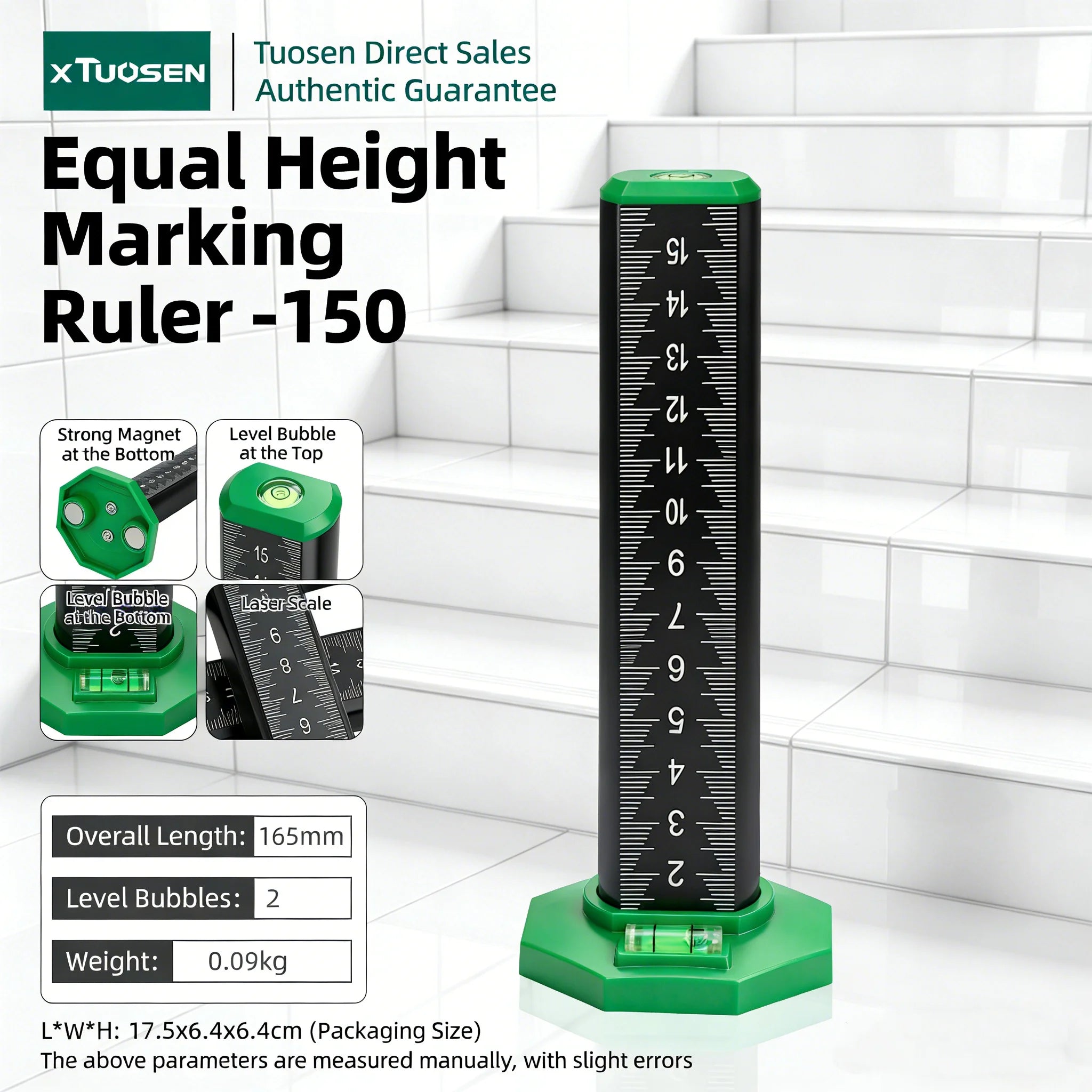 Tile Leveling Ruler High Gauge Marking Scale Measuring Tool for Tile Installation and Alignment